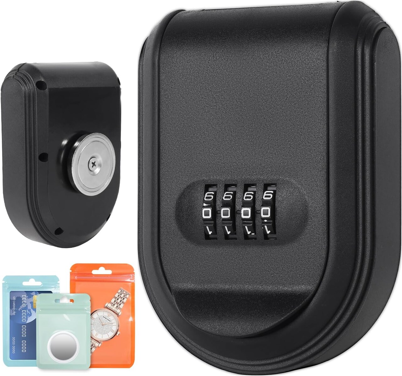 Magnetic Key Holder Under Car with Combination Lock, Hide a Key Box Waterproof Outdoor, Car Key Holder Magnetic Key Box with Strong Magnet